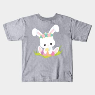 Easter, Easter Eggs, Cute Bunny, White Bunny Kids T-Shirt